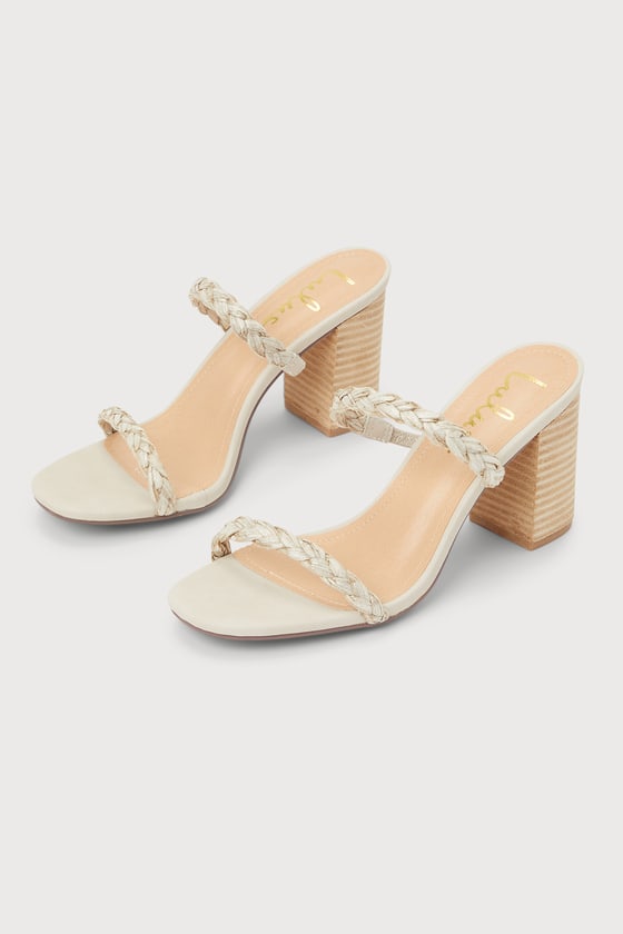 Trendy Bone Sandals - Raffia High Heel Sandals - Block Heels - Lulus