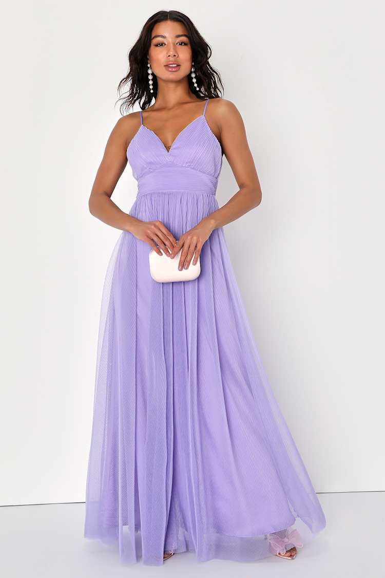 strapless open back dress Lavender A-Line Tulle Maxi Dress – Selene Dress main image 0