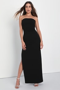 Elaborate Excellence Black Strapless Bodycon Maxi Dress
