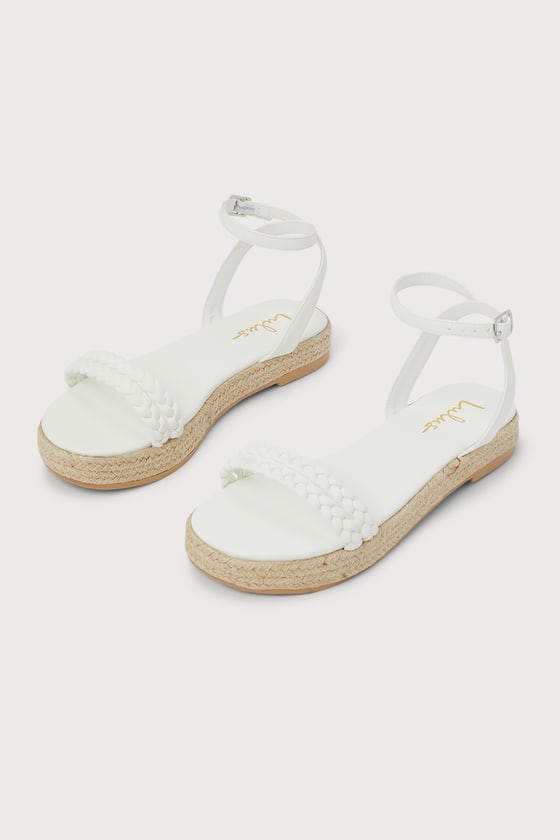 Lulus Iriala White Raffia Flatform Espadrille Sandal Heels