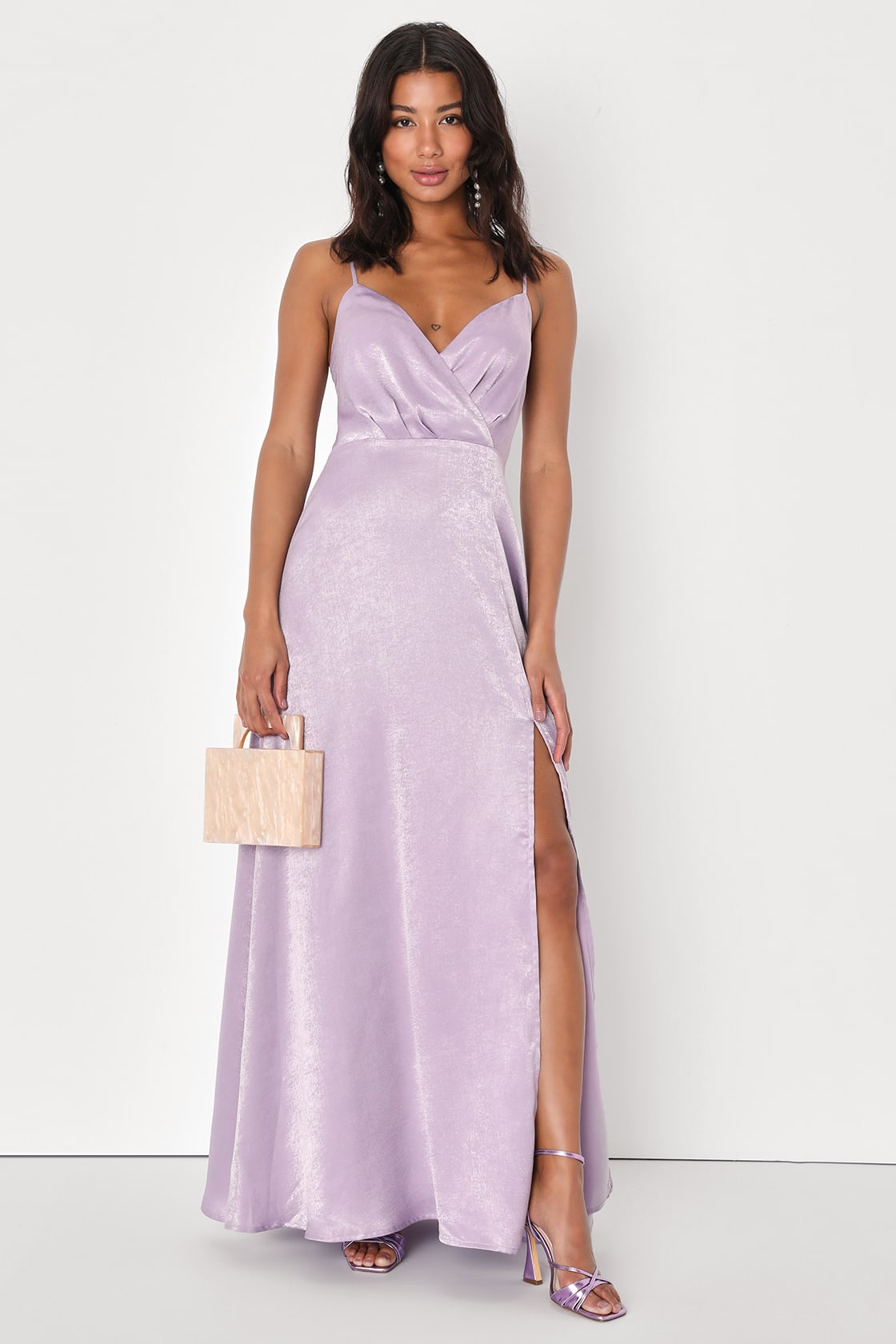 Constantine Lavender Satin Maxi Dress