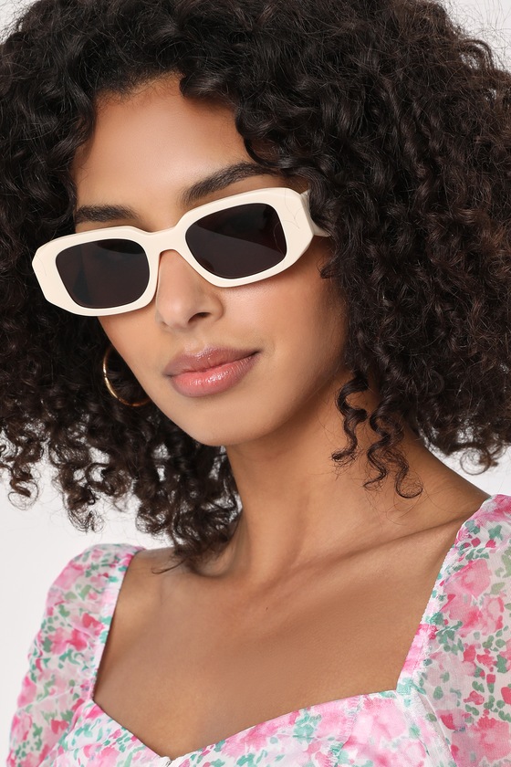 Banbé Eyewear The Nina - Square Sunglasses - Bone Sunglasses - Lulus