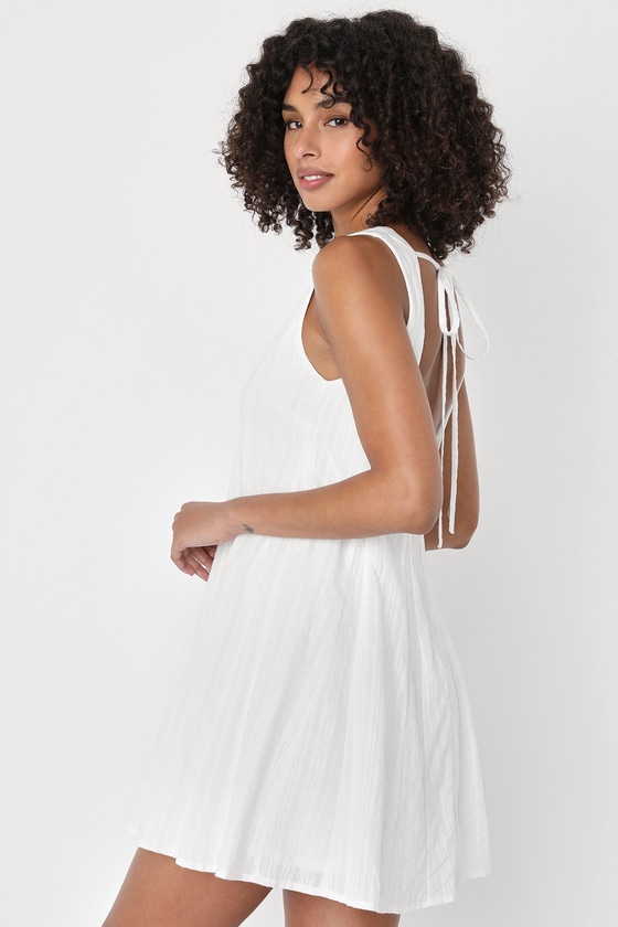 Lulus Charming Perfection White Tie-back Mini Shift Dress