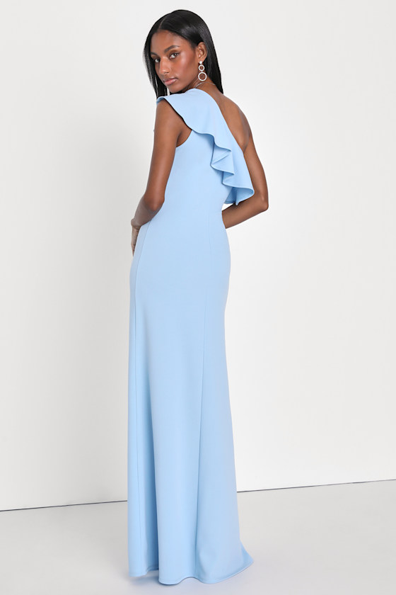 Powder Blue Maxi Dress - One-Shoulder Dress - Mermaid Maxi Dress - Image 4