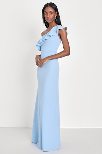 Last Forever Powder Blue One-Shoulder Ruffle Maxi Dress 5
