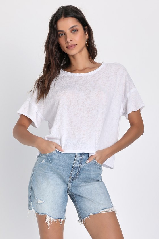 Light Wash Short - High-Waisted Shorts - Distressed Denim Shorts - Lulus