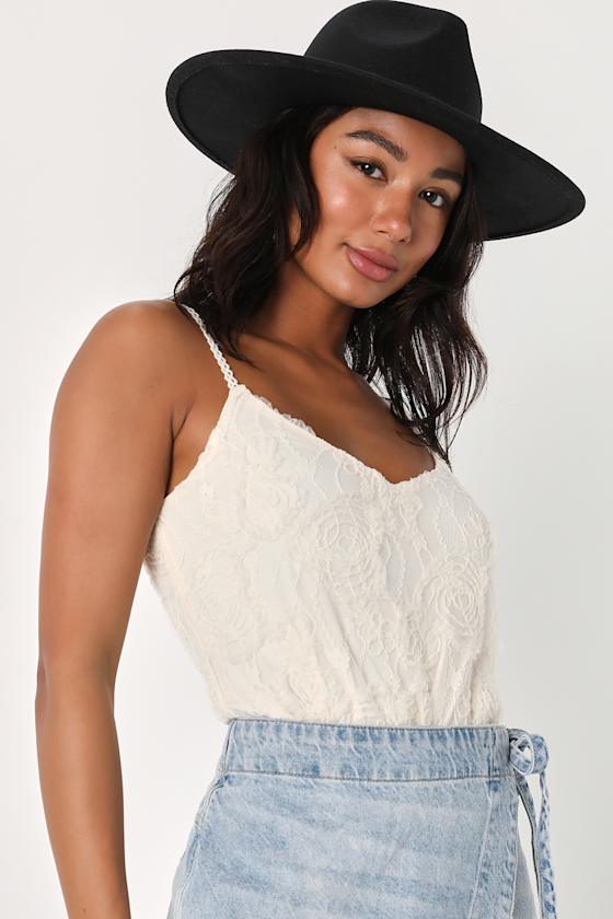 Cream Lace Bodysuit Mesh Bodysuit Floral Applique Bodysuit Lulus