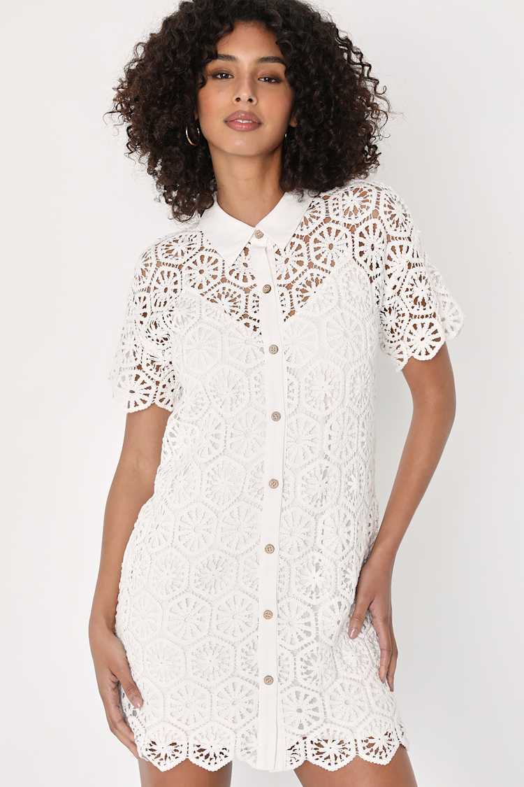 crochet shirt dress Circle crochet tee shirt dress  PROCHE