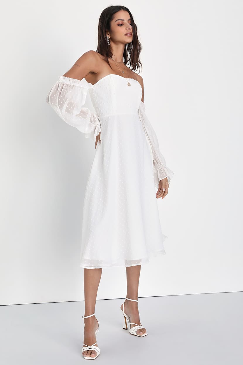 open lace back dress Dakota Formal One-Shoulder Swiss Dot Dress