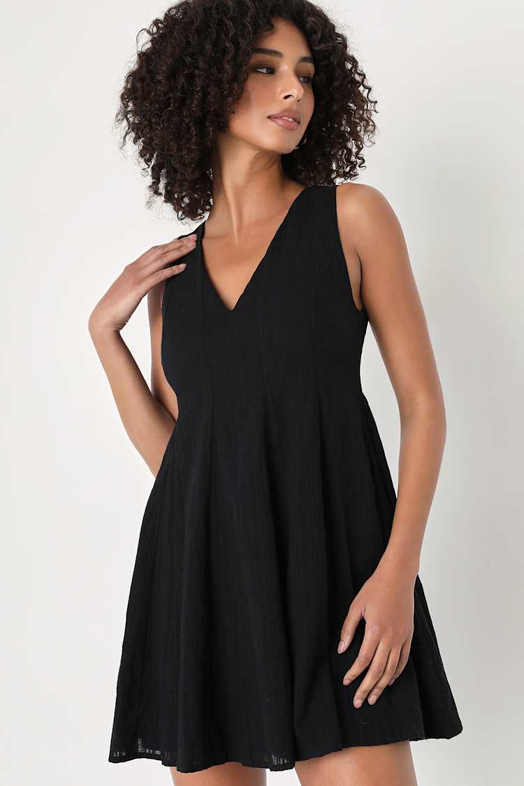 knee length dresses for ladies Puff Sleeve A-line Shift Mini Dress – English Factory