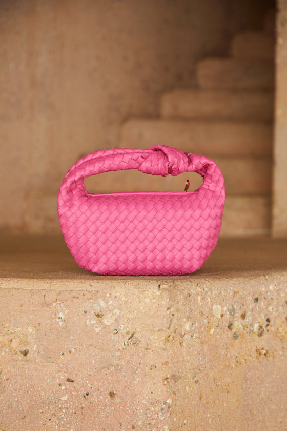 Keri Fuchsia Woven Clutch 1