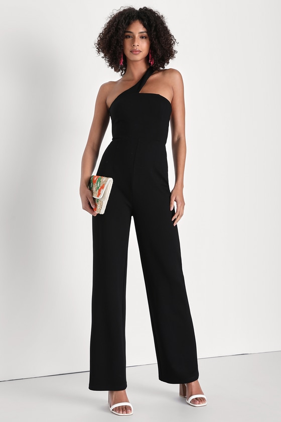 Black Jumpsuit - One-Shoulder Jumpsuit - Backless Jumpsuit - Lulus