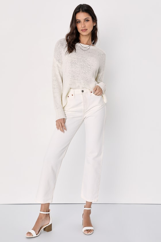 Shop Levi's Wedgie Straight White High-rise Cropped Jeans