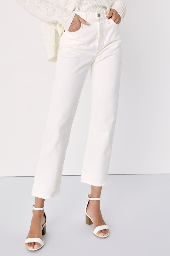 Wedgie Straight White High-Rise Cropped Jeans 2