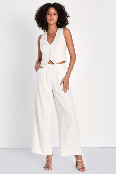 White Off Shoulder Tie Up Palazzo Pant Two Piece Set