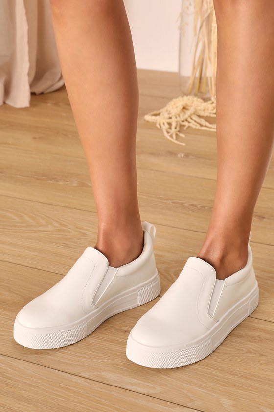 Lulus Cassay White Platform Slip-on Sneakers