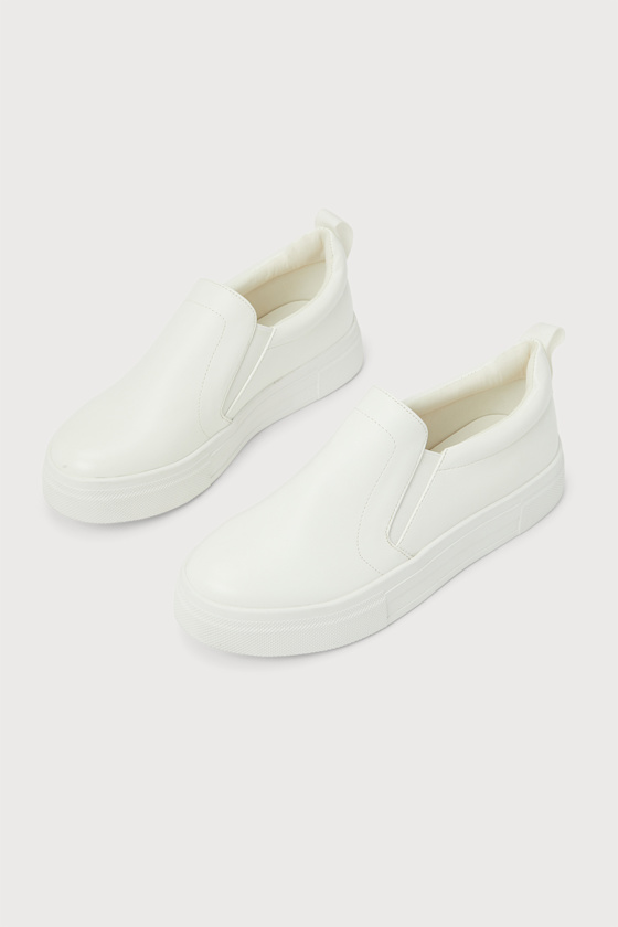 Cassay White Platform Slip-On Sneakers 2