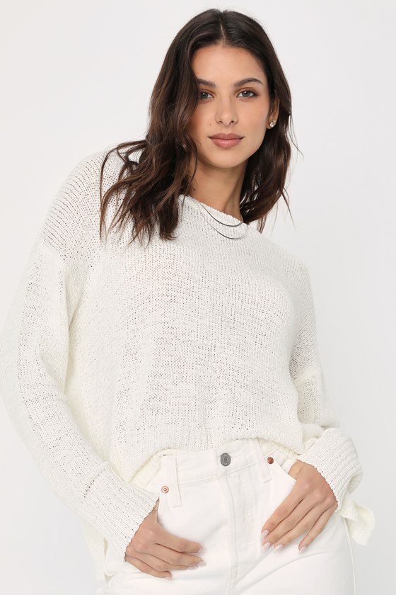 Lulus Positive Presence Ivory Loose Knit Sweater