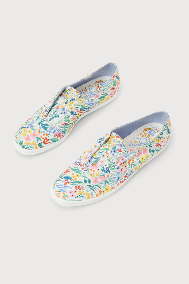 Behandling program koks Keds Chillax White Multi - Floral Canvas Sneakers - Slip-On Shoes - Lulus