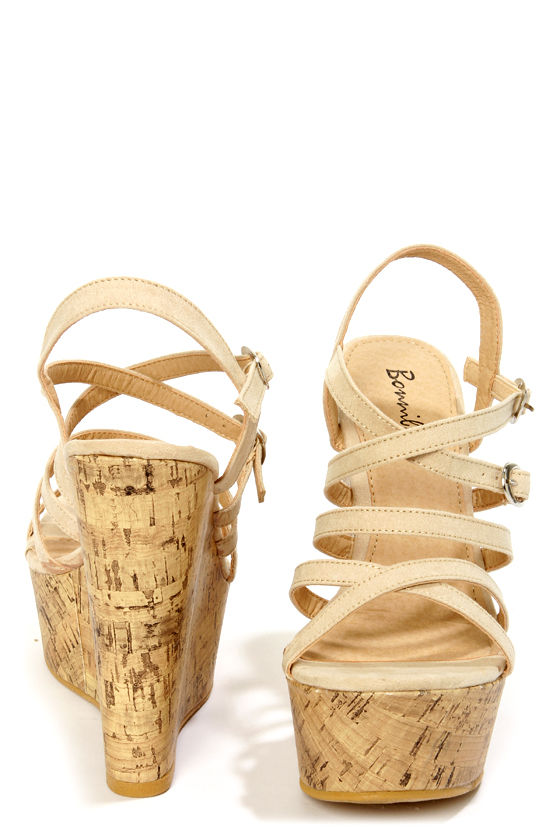 Amya 1 Camel Strappy Platform Wedge Sandals 34.00