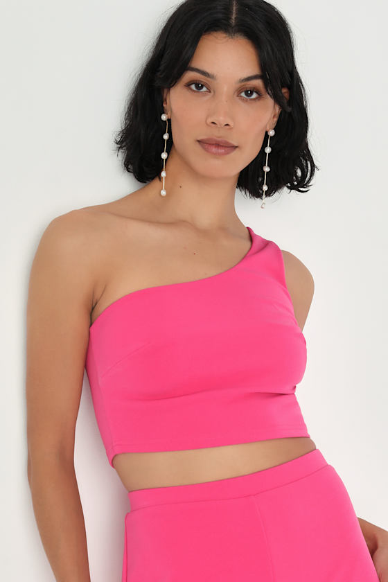 Amor and Beyond Hot Pink One-Shoulder Two-Piece Jumpsuit 1