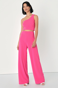 Amor and Beyond Hot Pink One-Shoulder Two-Piece Jumpsuit 3