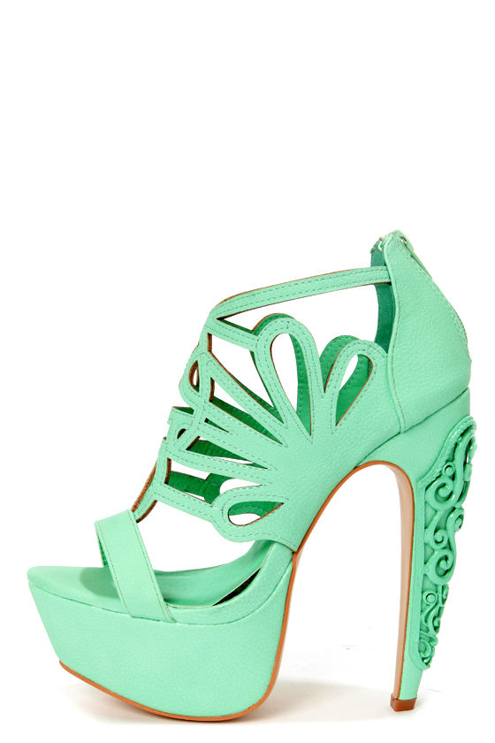 Privileged Alti Seafoam Caged Cutout Platform High Heels - $75.00 - Lulus