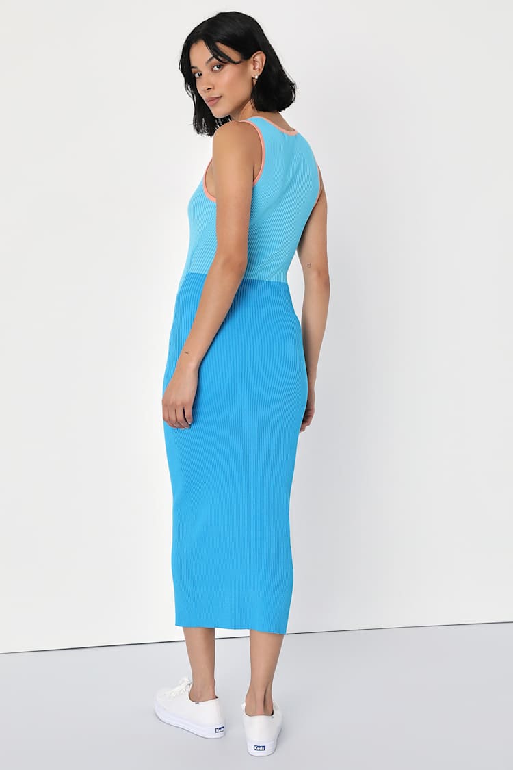 perfect pairing light blue colorblock satin cutout midi dress Blue and Turquoise Dress - Color Block Dress - Cutout Midi Dress