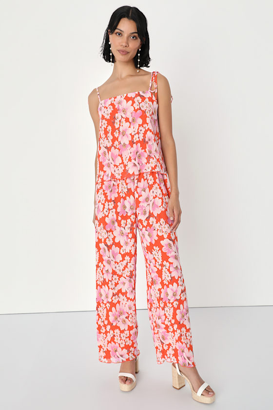 Orange Printed Bustier with Pants main image 1