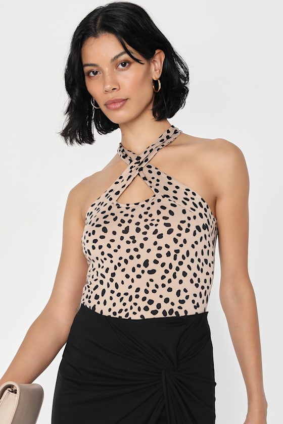 Grey Cheetah Print Mesh One Sleeve Bodysuit - Kaz
