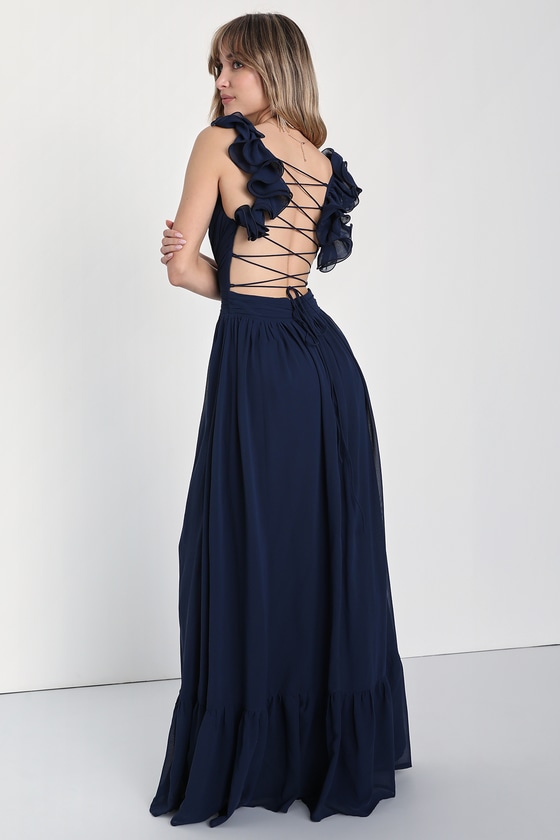Buy Dark Blue Party Wear Gown Designer Thread Work Dubai Moroccan Kaftan  Online MYPF1229 | MyBatua – MyBatua.com