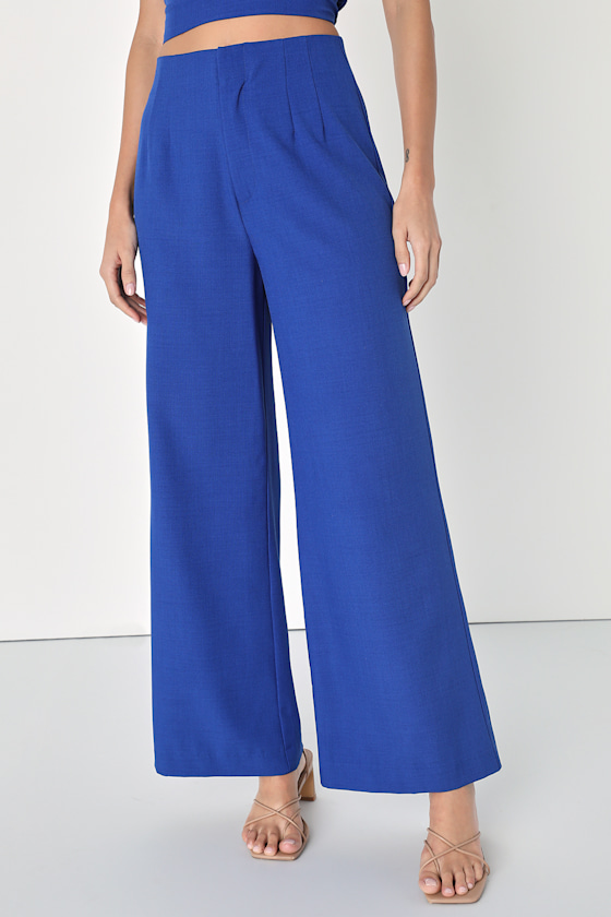 Easy Attention Cobalt Blue High Rise Wide-Leg Pants 2