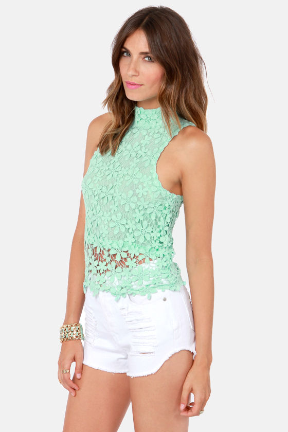 Sexy Mint Green Top - Lace Top - Sleeveless Top - $61.00 - Lulus