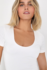 Basically Effortless White Short Sleeve Scoop Neck Top 3