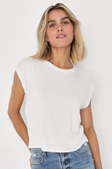 Sage Ribbed Knit Tee - Women's Ribbed Tee - Crew Neck T-Shirt - Lulus