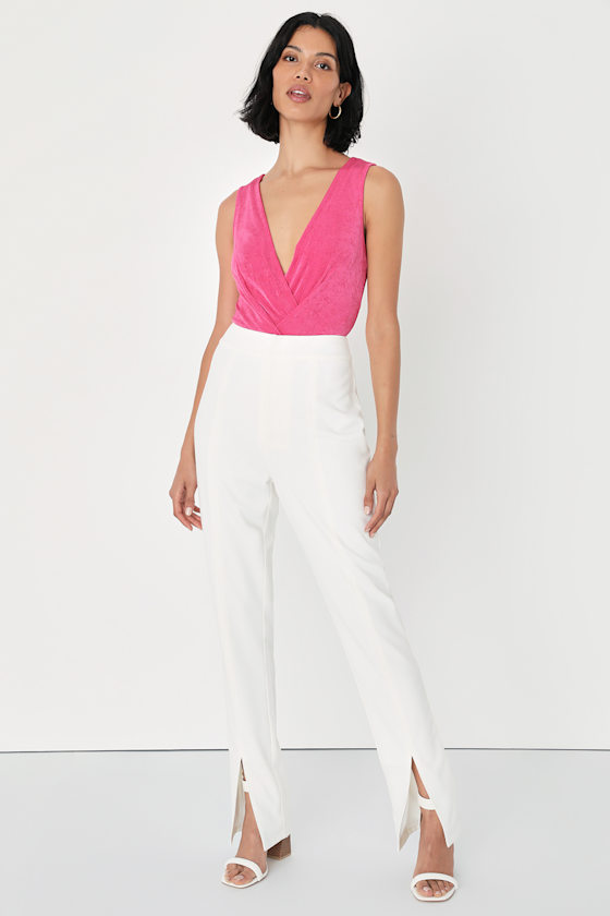 Dondup White High Waist Tapered Women Pants