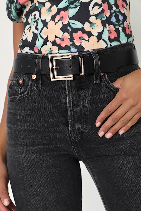 Naturally Stylish Black Cutout Buckle Belt 1