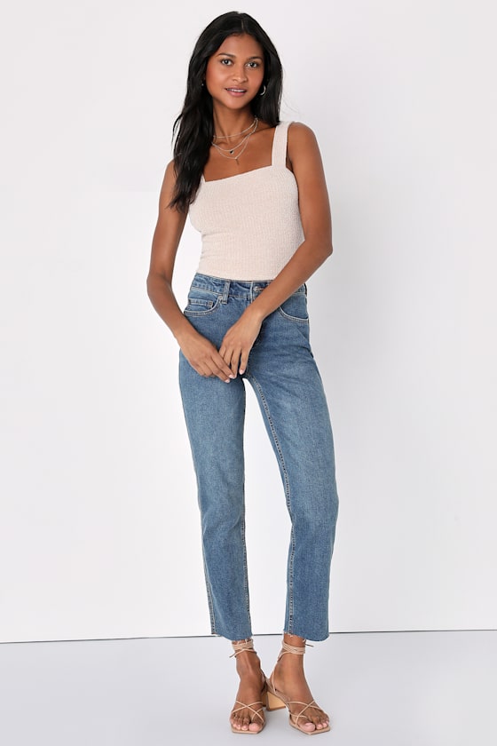 Effortlessly Popular Heather Beige Knit Cropped Tank Top 2