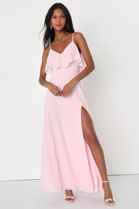 Devoted to Beauty Blush Pink Tiered Sleeveless Maxi Dress