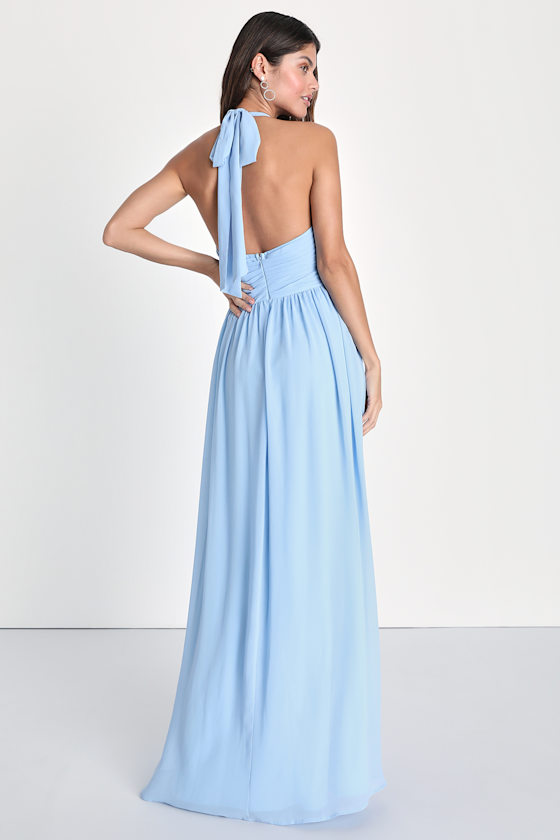 ◆Lulus◆Pleated Halter Maxi ドレス 2color 送料込 Light Blue Pleated Maxi Dress - Halter Maxi Dress - Chiffon