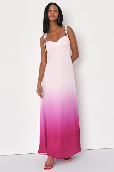 purple ombre bridesmaid dresses ADALEE / Ombre Glitter Wedding Dress with Purple and Nude Tone main image 1