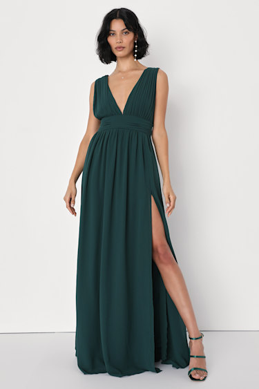 Forest Green Gown Maxi Dress Sleeveless Maxi Dress Lulus