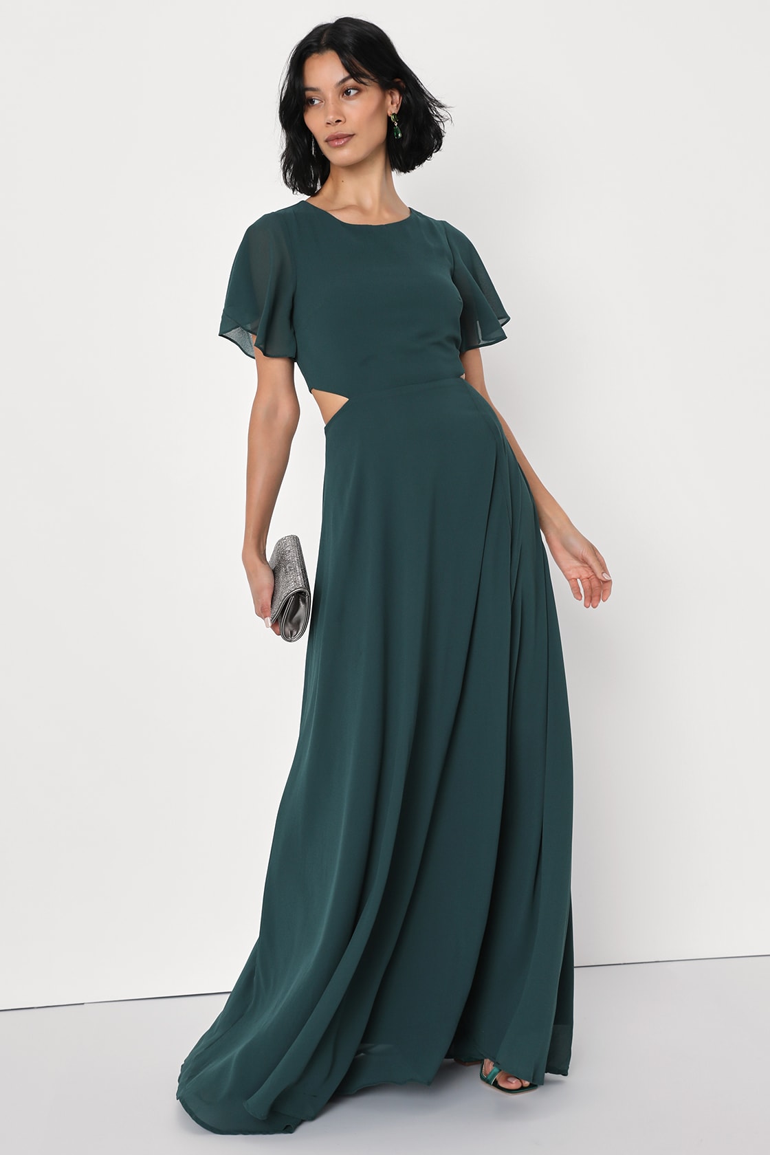 Garden Bliss Emerald Green Cutout Maxi Dress