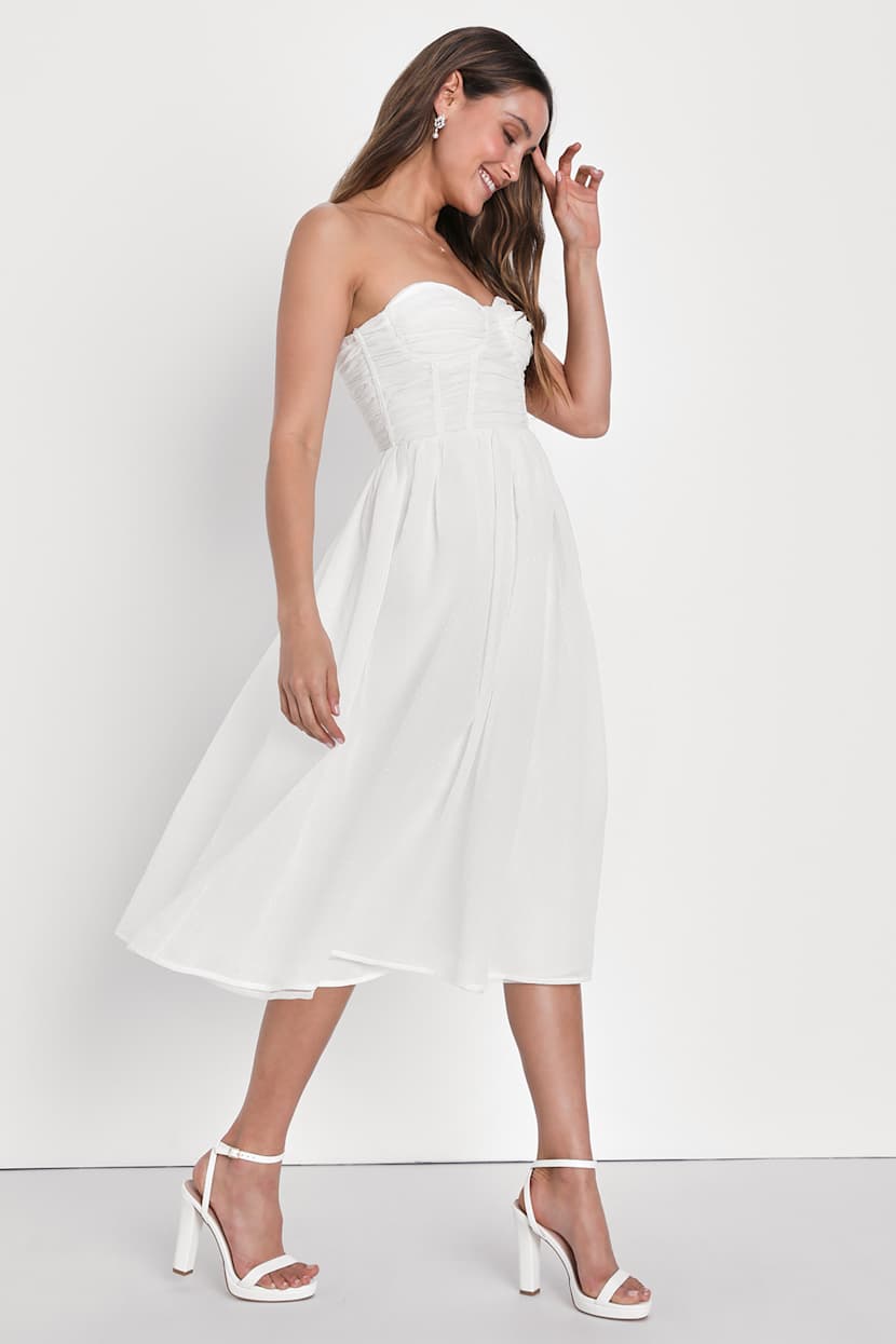 white bustier skater dress White Bustier Dress - Skater Mini Dress - Cute Skater Mini Dress