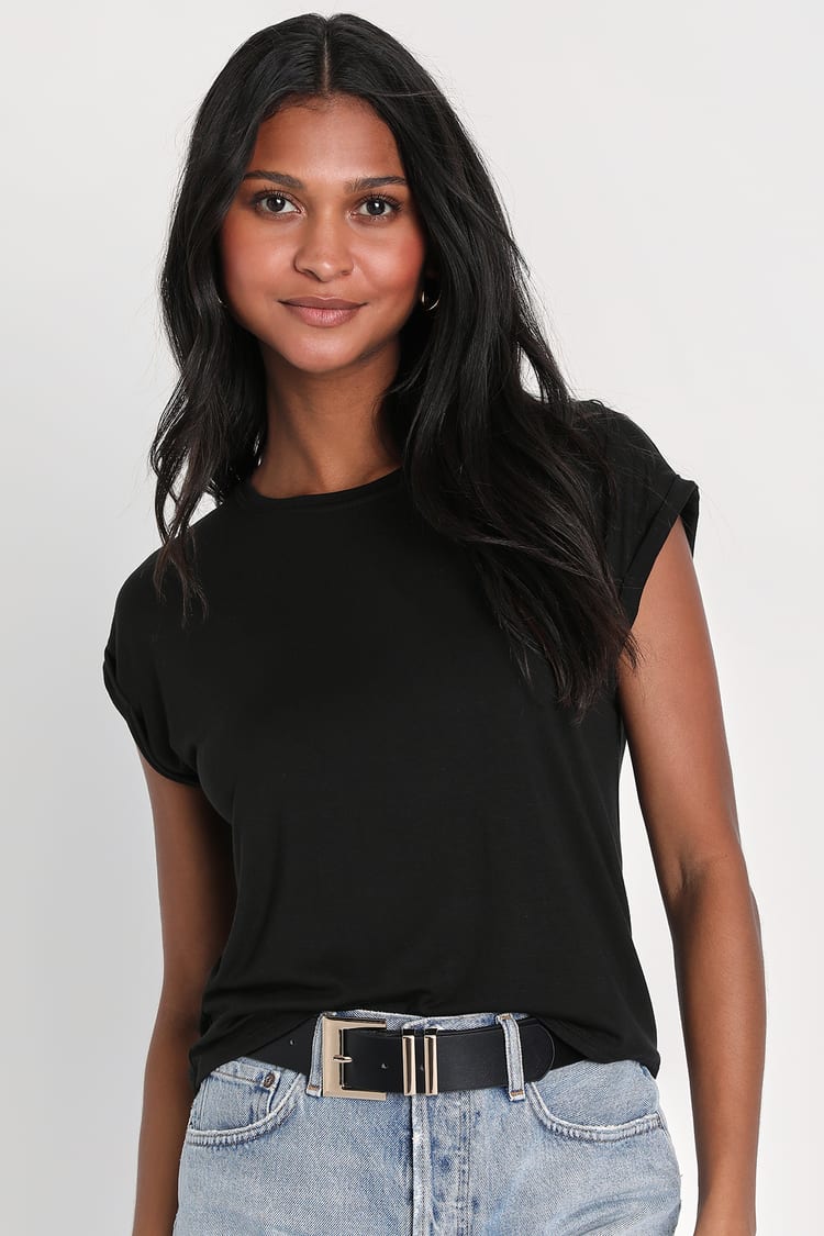 black cap sleeve shirt