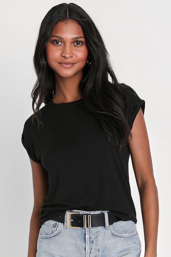 Easy Essential Black Short Sleeve Tee 1