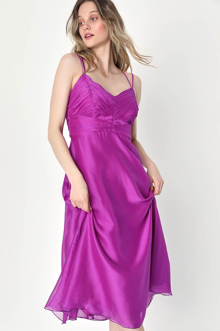 Purple Pleated Midi Dress - Chiffon Midi Dress - A-Line Dress - Lulus Purple Pleated Midi Dress - Chiffon Midi Dress - A-Line Dress - Lulus