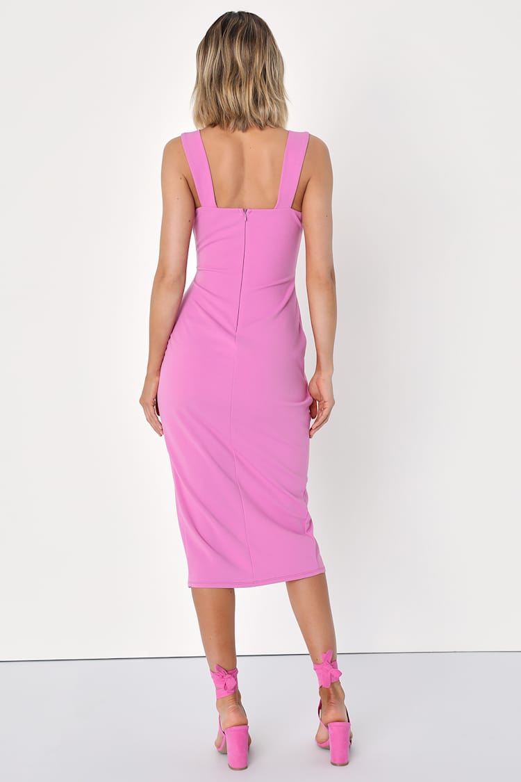 Always Beautiful Rose Pink Sleeveless Tulip Midi Dress