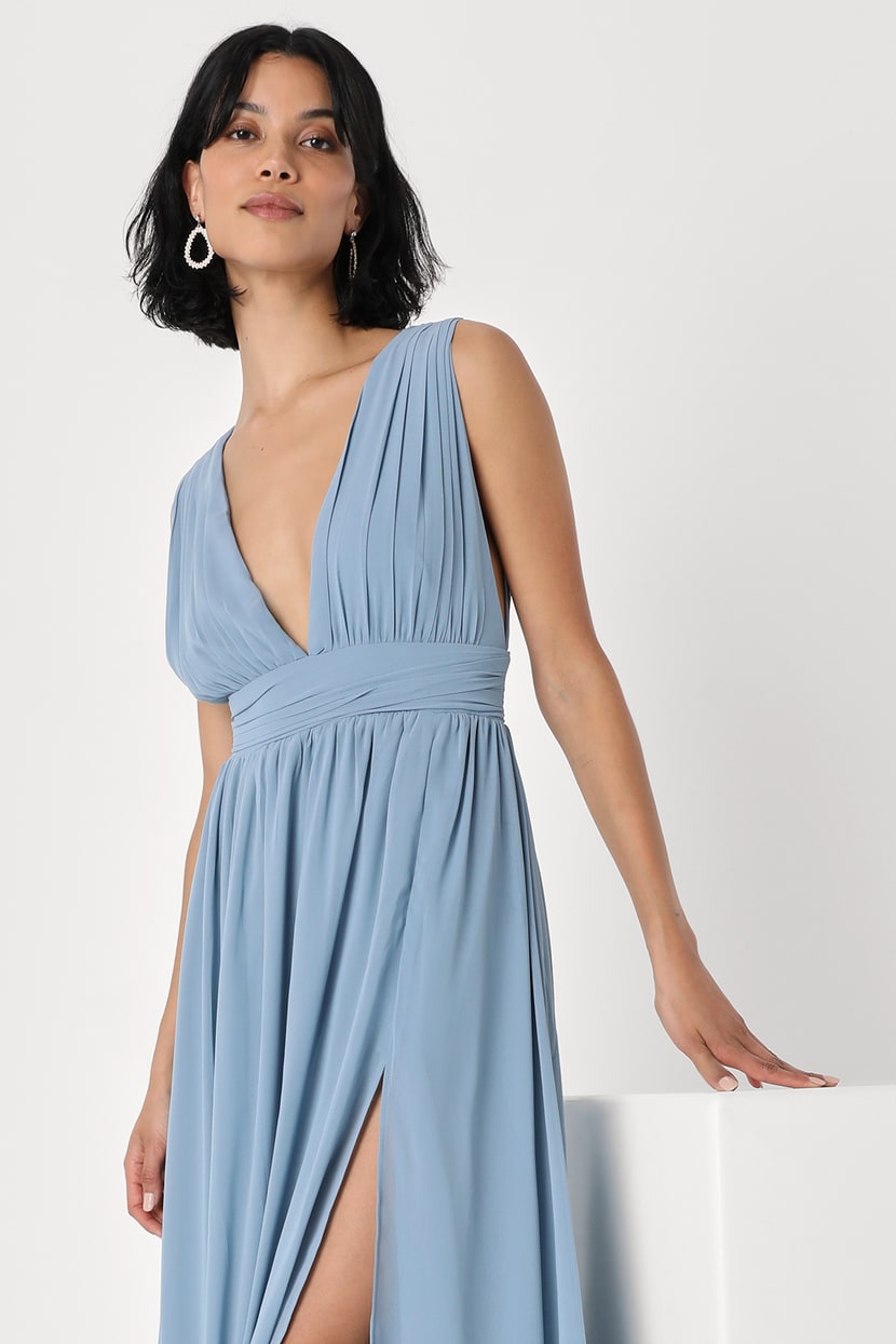 Light Blue - Maxi Dress - Sleeveless Dress - V-Neck Dress - Lulus