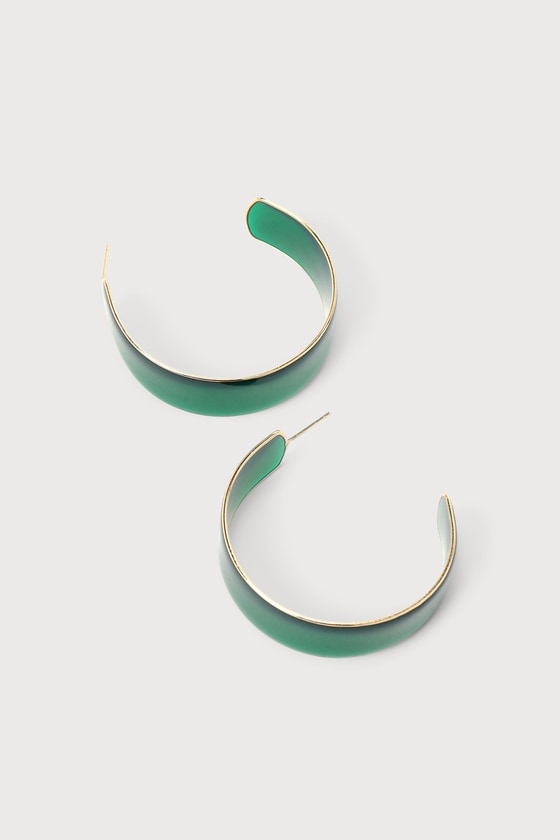 Lulus Simplest Perfection Green Acrylic Hoop Earrings